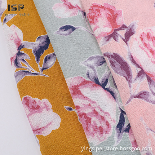 God kvalitet Crinka Floral Woven Printed Viscose Fabric